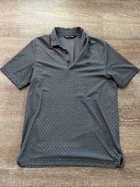 Travis Mathew Modern Charcoal Polo Shirt with Micro Dot Pattern